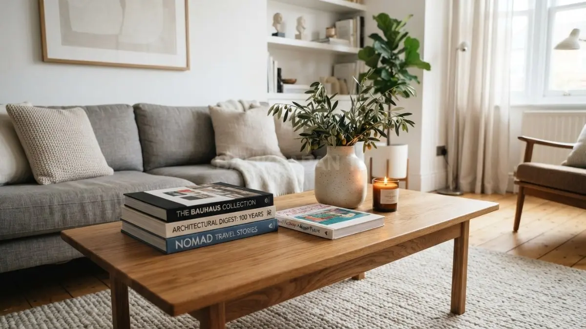 Coffee table book mempercantik meja sekaligus menghadirkan sentuhan personal yang mencerminkan karakter dan minat penghuni rumah. (BTV/AI)