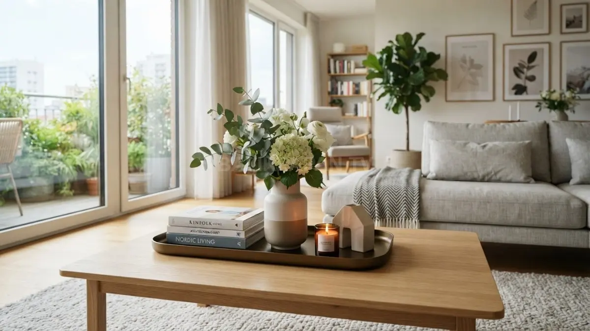 Dekorasi coffee table yang tertata seimbang menghadirkan ruang tamu lebih rapi, nyaman, dan berkarakter setiap hari. (BTV/AI)
