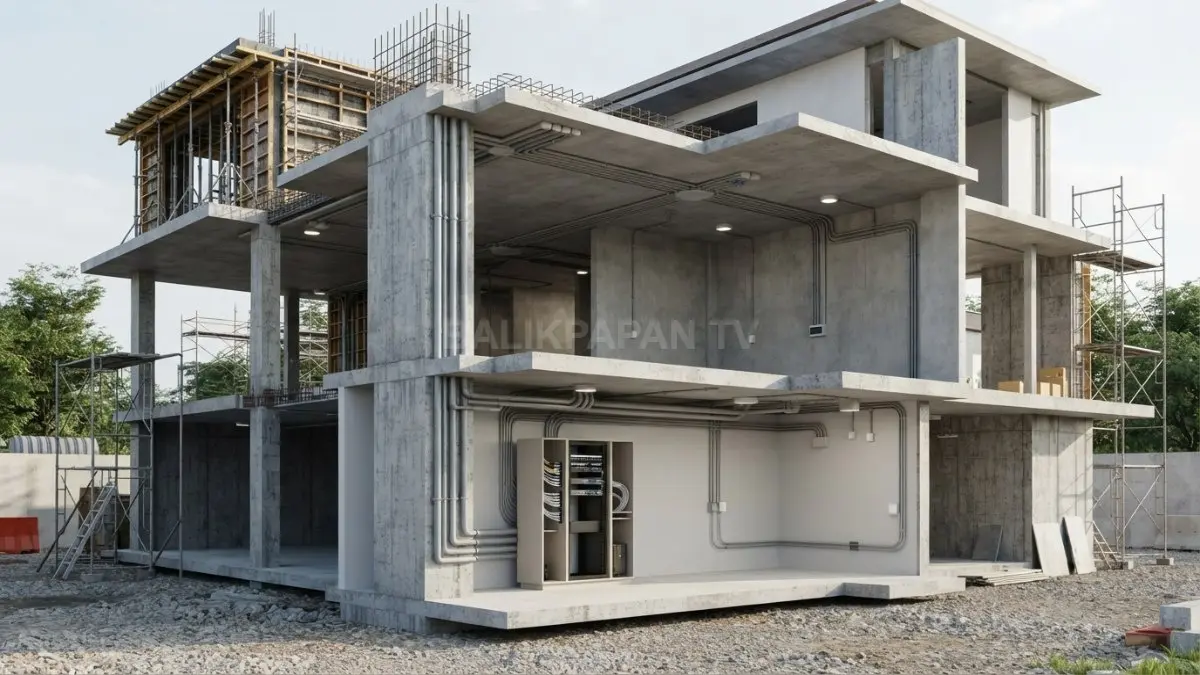 Desain arsitektur kabel tersembunyi menjaga keindahan bangunan sekaligus memudahkan perawatan sistem jaringan modern secara sistematis. (BTV/Ai)