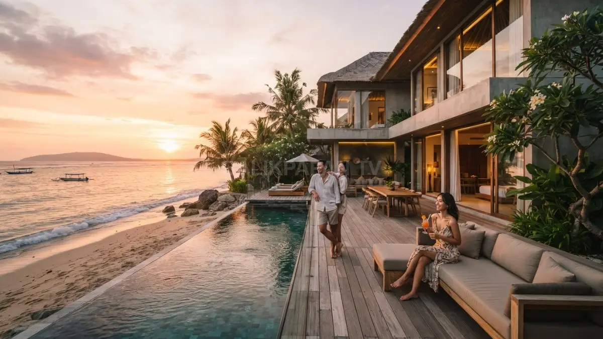 Desain villa memperhatikan orientasi bangunan agar panorama laut dan matahari terbenam dinikmati tanpa hambatan visual. (BTV/AI)