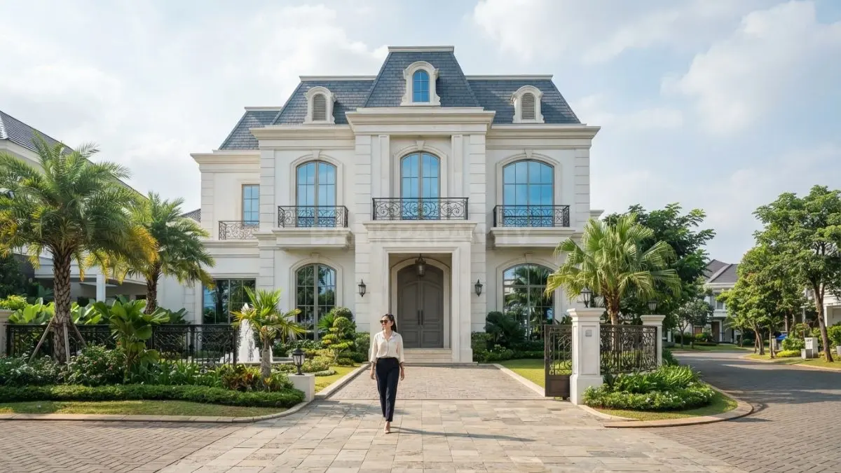 Hunian modern bergaya istana Prancis memadukan kemewahan klasik, proporsi seimbang, dan kenyamanan keluarga masa kini (BTV/AI)