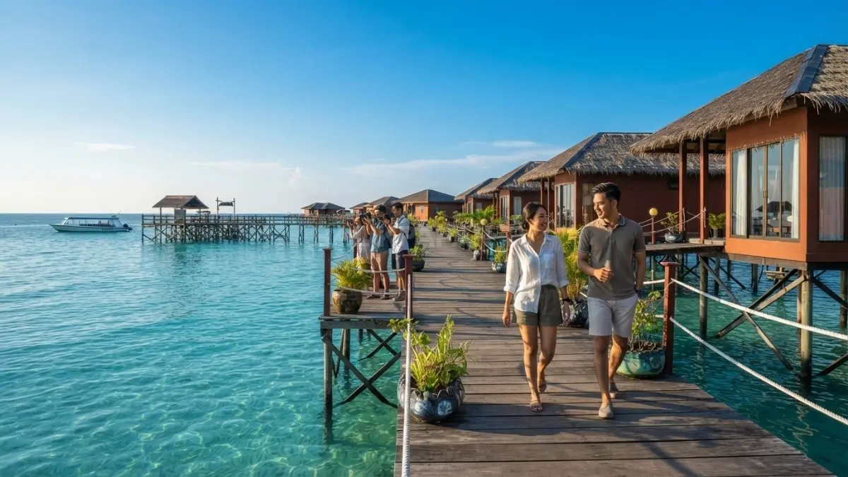 Keindahan Pulau Maratua memikat wisatawan melalui panorama bahari eksotis Berau Kalimantan Timur berkelas dunia indah (BTV/AI)
