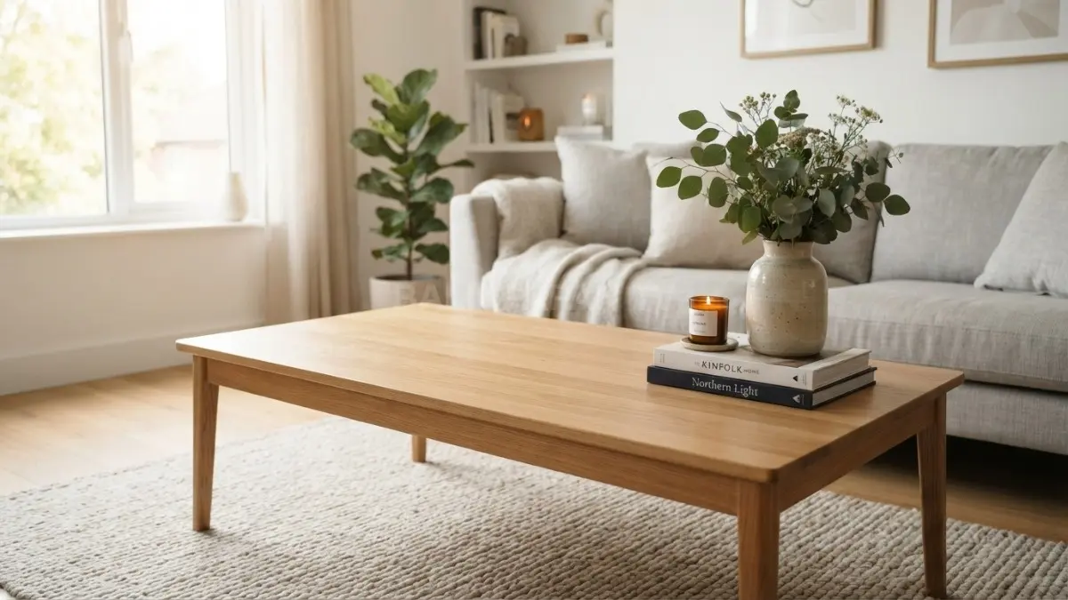 Menyisakan ruang kosong pada coffee table membuat tampilan lebih rapi, fungsional, dan nyaman digunakan sehari-hari. (BTV/AI)