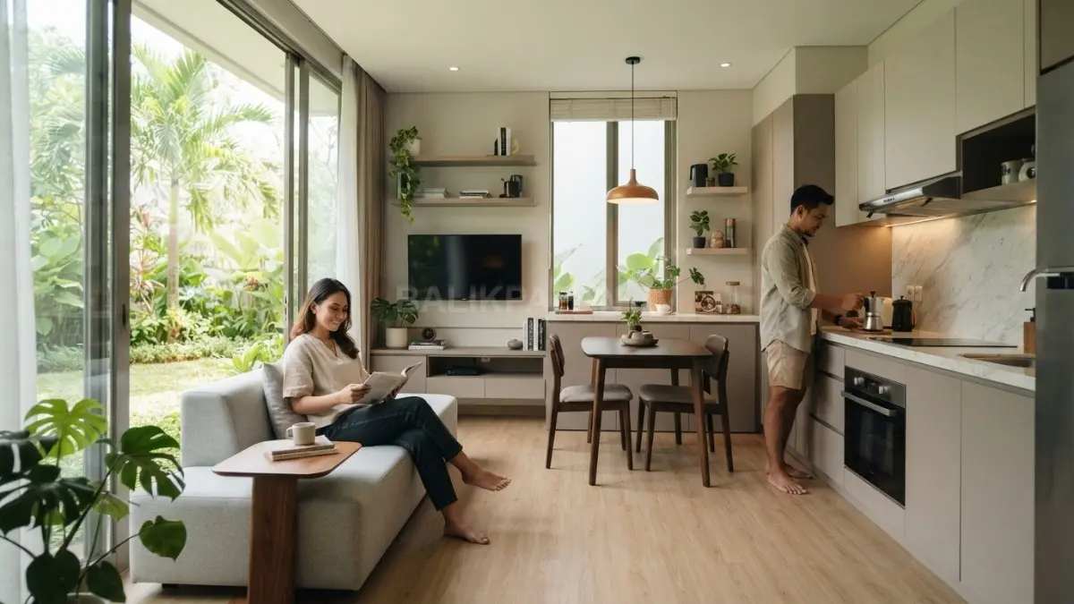 Rumah kecil mewah menerapkan konsep open space, furnitur multifungsi, dan desain harmonis untuk ruang efisien (BTV/AI)
