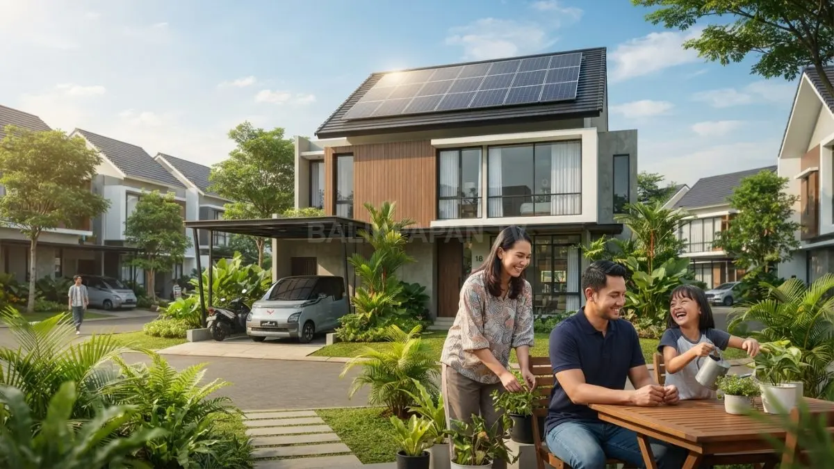 Rumah modern beratap panel surya menghadirkan efisiensi energi, kenyamanan, dan hunian ramah lingkungan berkelanjutan (BTV/AI)
