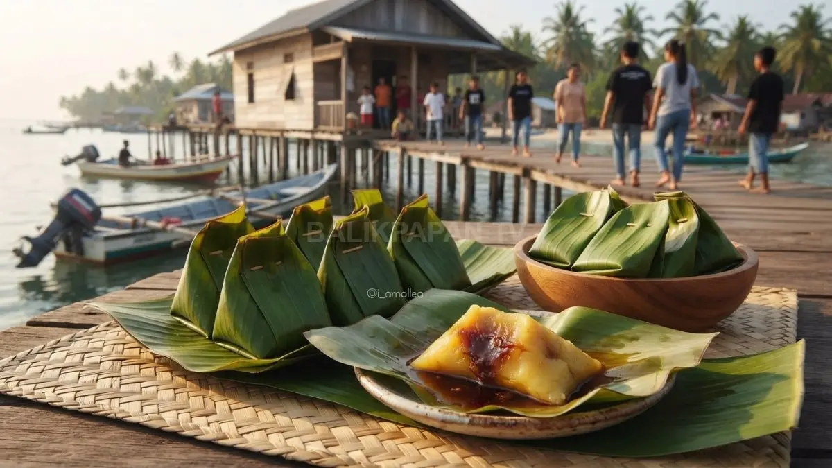 Sajian Bobongko tradisional pada acara masyarakat pesisir Kalimantan Timur. (BTV/AI)
