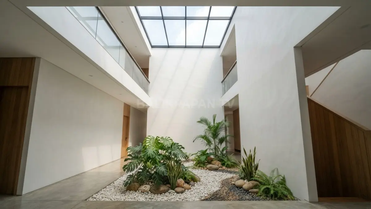 Sumur cahaya vertikal terbuka efektif menghemat energi listrik sekaligus menyegarkan suasana interior rumah minimalis. (BTV/Ai)