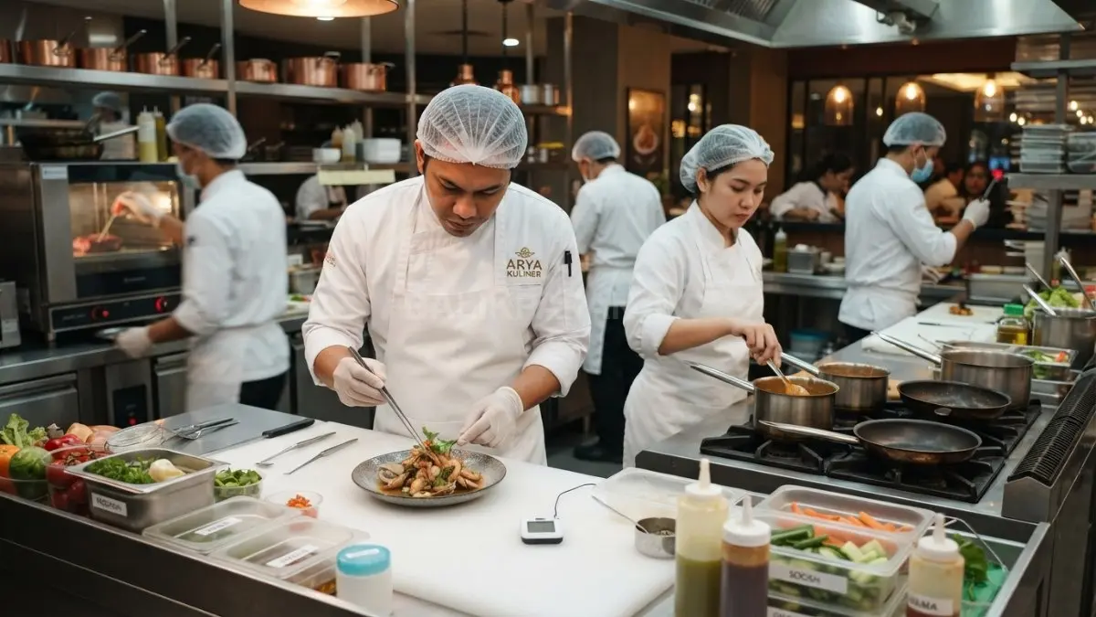 Tim chef profesional menjaga kualitas hidangan melalui kebersihan dapur, keamanan pangan, dan kerja sama tim (BTV/AI)
