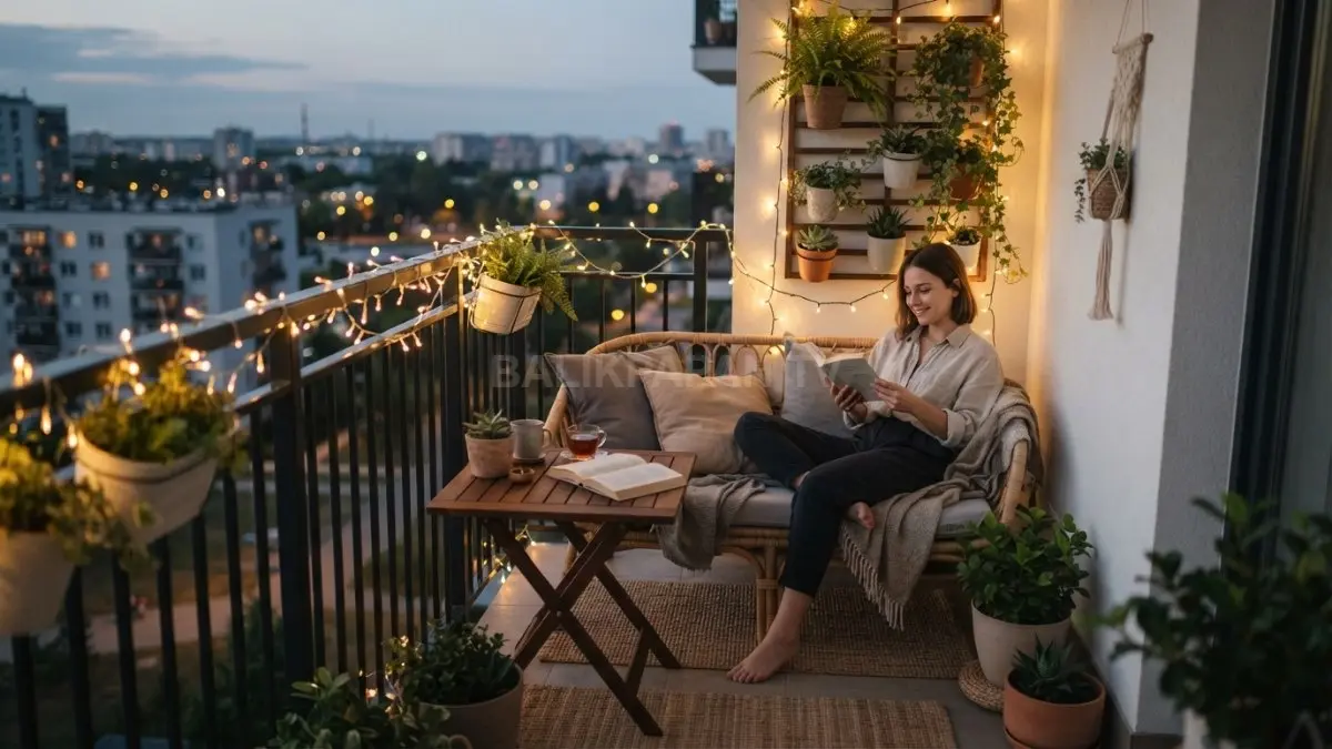 Balkon apartemen hemat biaya tampil nyaman dengan lampu LED dekoratif hemat energi untuk suasana malam (BTV/AI)
