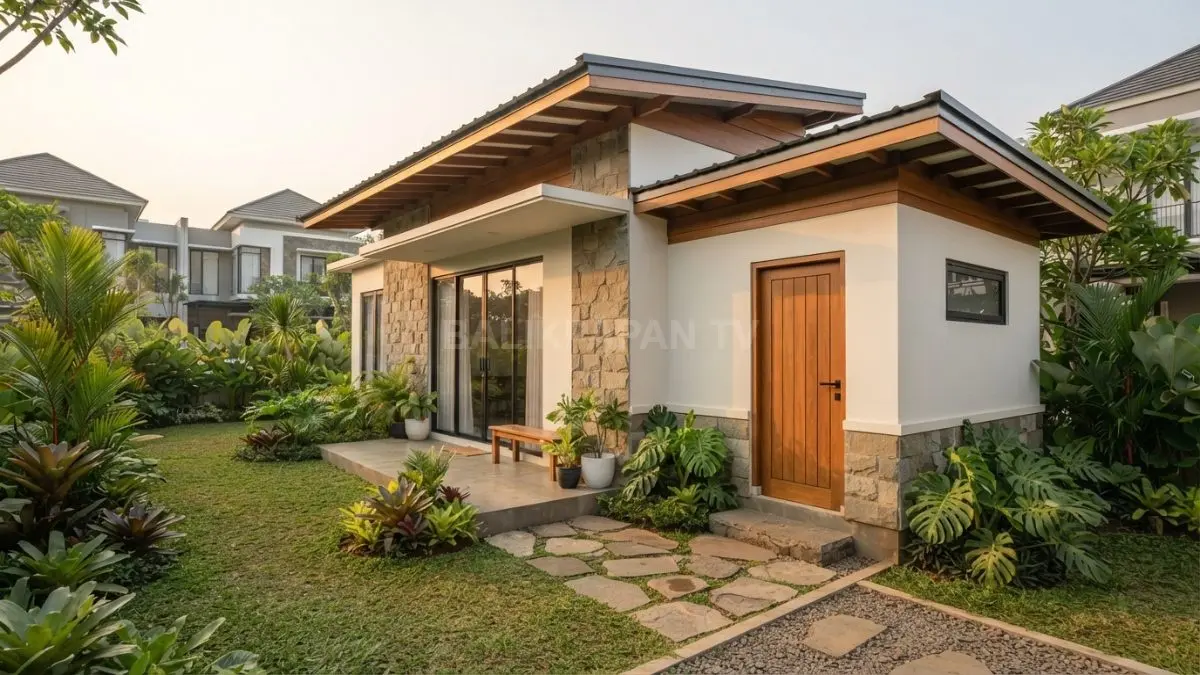 Gudang minimalis menyatu dengan rumah menciptakan tampilan rapi, harmonis, dan tetap fungsional setiap hari bersama. (BTV/AI)