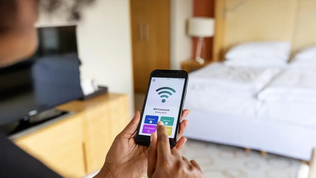 Ilustrasi seseorang memanfaatkan Wi-Fi untuk memperbarui aplikasi agar kuota internet lebih hemat. (BTV/AI)