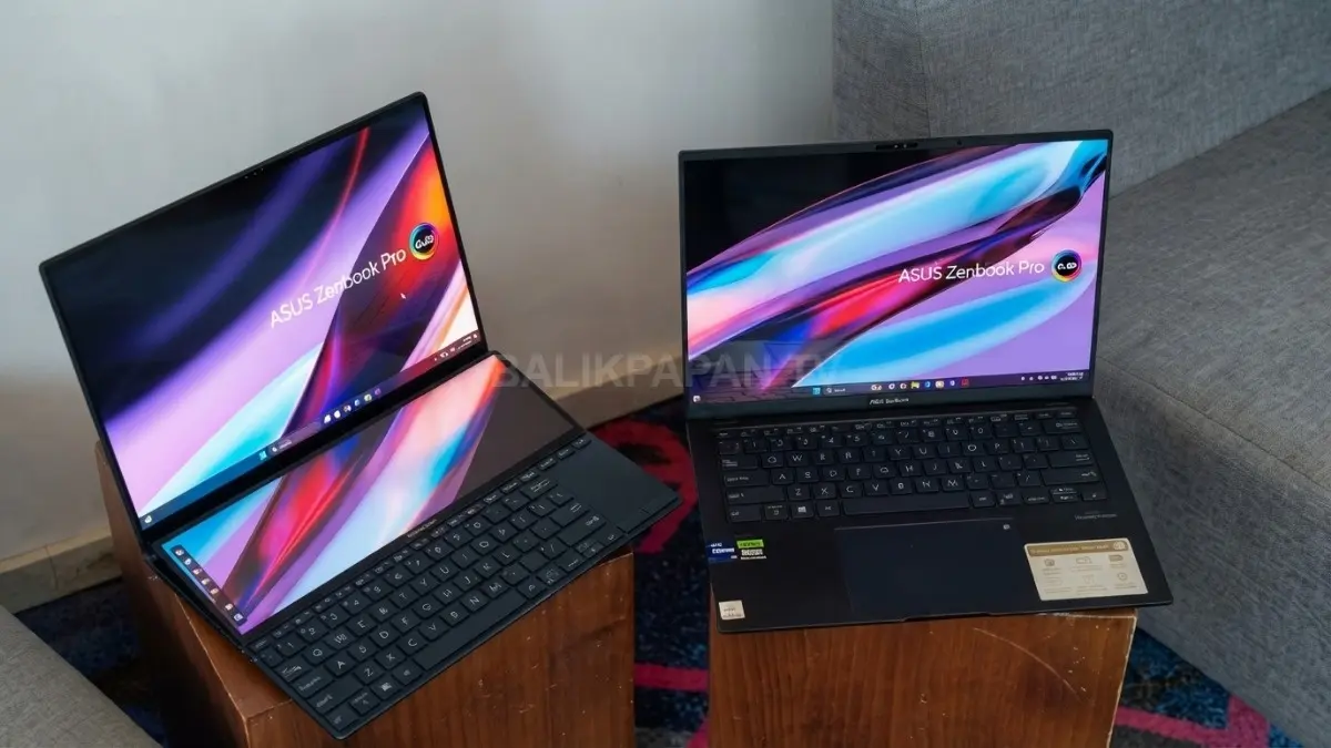Layar ASUS Lumina OLED 14 inci menyajikan warna akurat, kontras tinggi, dan ruang kerja lebih luas. (BTV/AI)