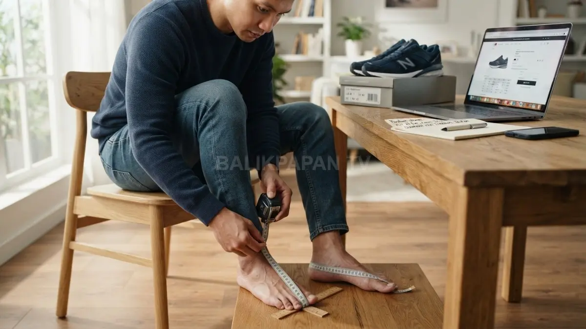 Mengukur kedua kaki membantu memilih ukuran sepatu tepat untuk kenyamanan maksimal saat digunakan sehari-hari (BTV/AI)
