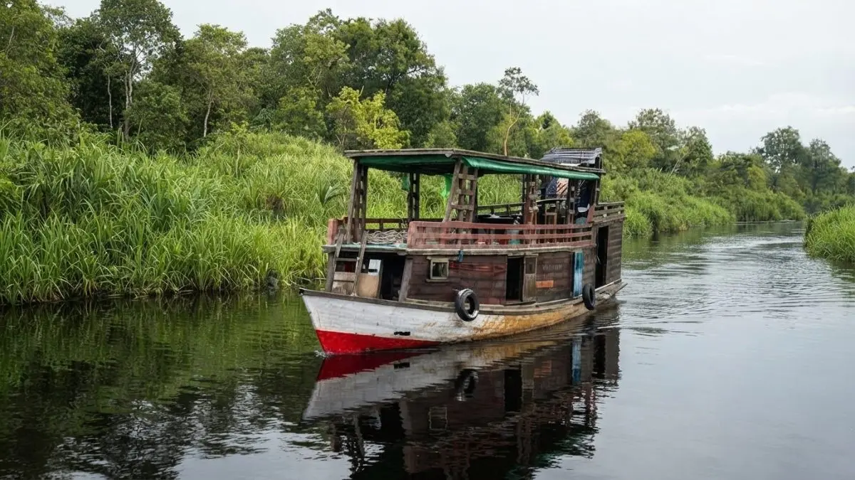 Petualangan menyusuri sungai menuju Tanjung Puting menghadirkan keindahan alam liar dan konservasi satwa dalam satu perjalanan. (BTV/AI)