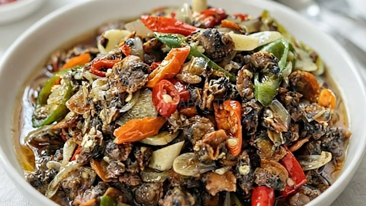 Sajian Tudai Pedas Manis menghadirkan perpaduan kerang segar, bumbu khas, dan cita rasa autentik Kalimantan. [BTV:AI]