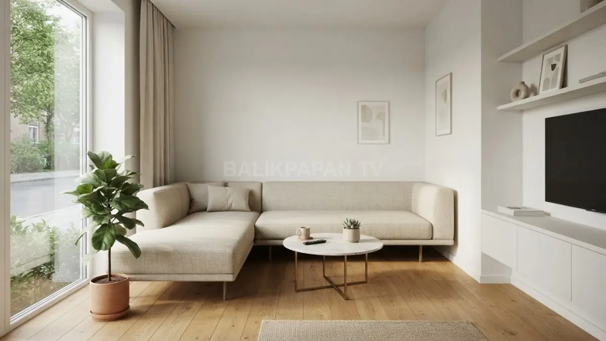 Sofa minimalis model rendah berukuran kompak sangat ideal untuk penataan ruang tamu berukuran kecil. (BTV/Ai)
