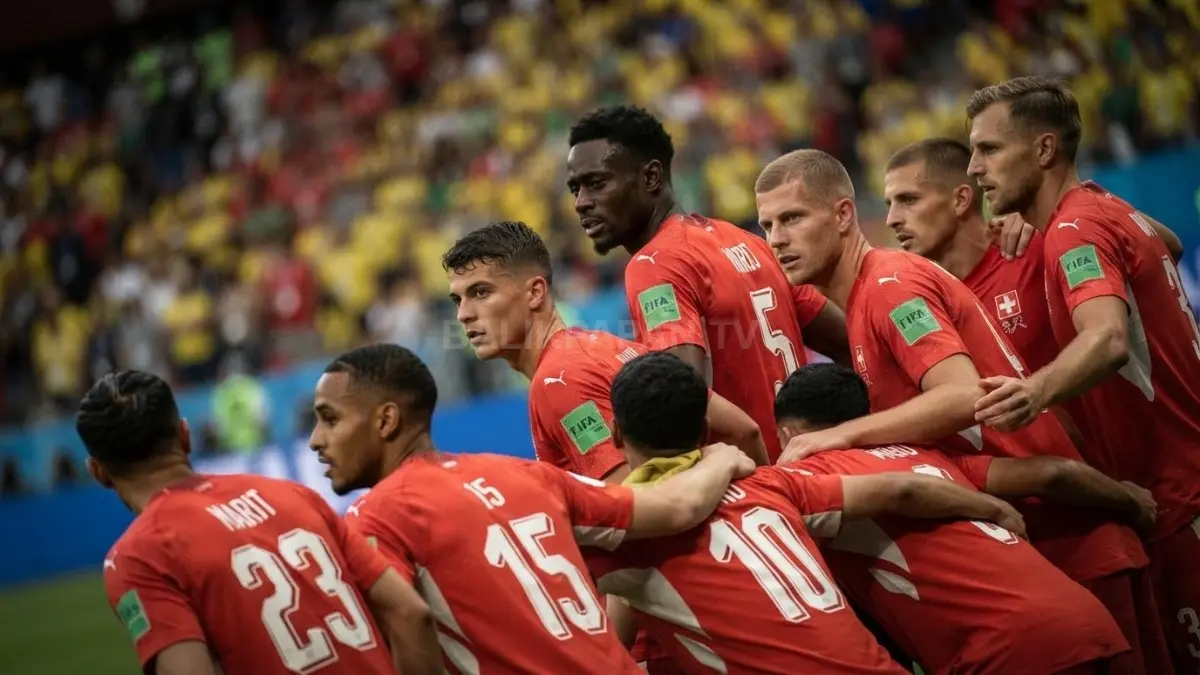 Swiss merayakan kemenangan adu penalti atas Kolombia dan memastikan tiket perempat final Piala Dunia (BTV/AI)