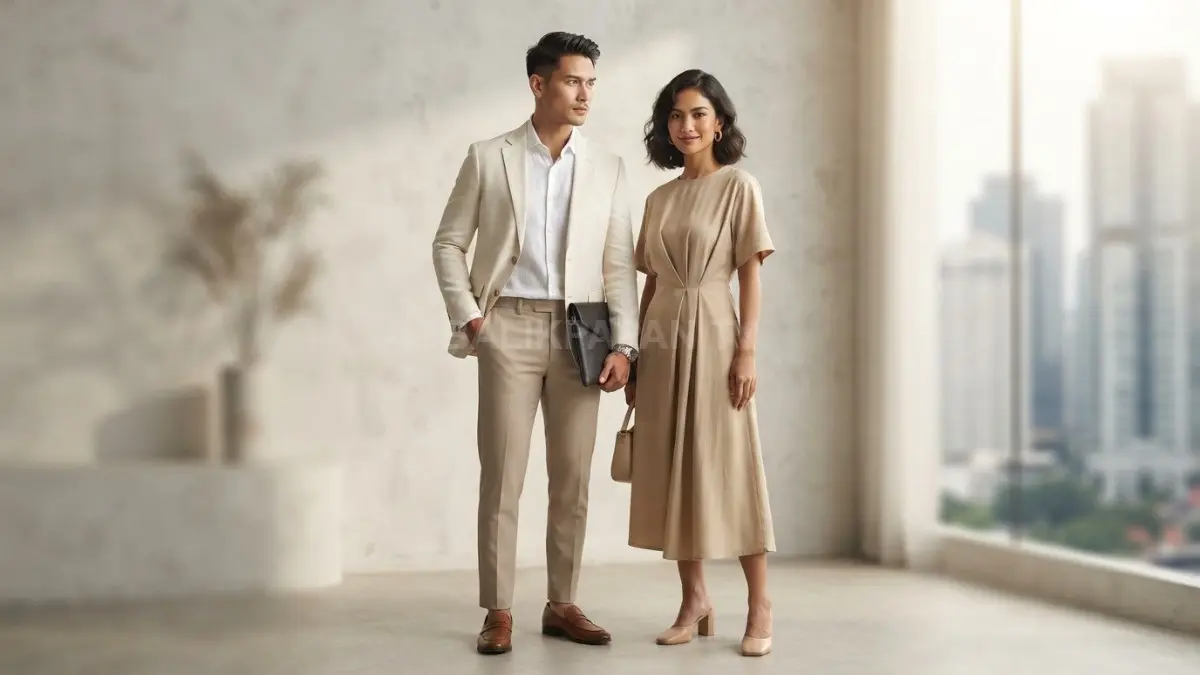 Warna beige menghadirkan kesan hangat, elegan, dan mudah dipadukan dengan berbagai pilihan outfit modern sehari-hari. (BTV/AI)