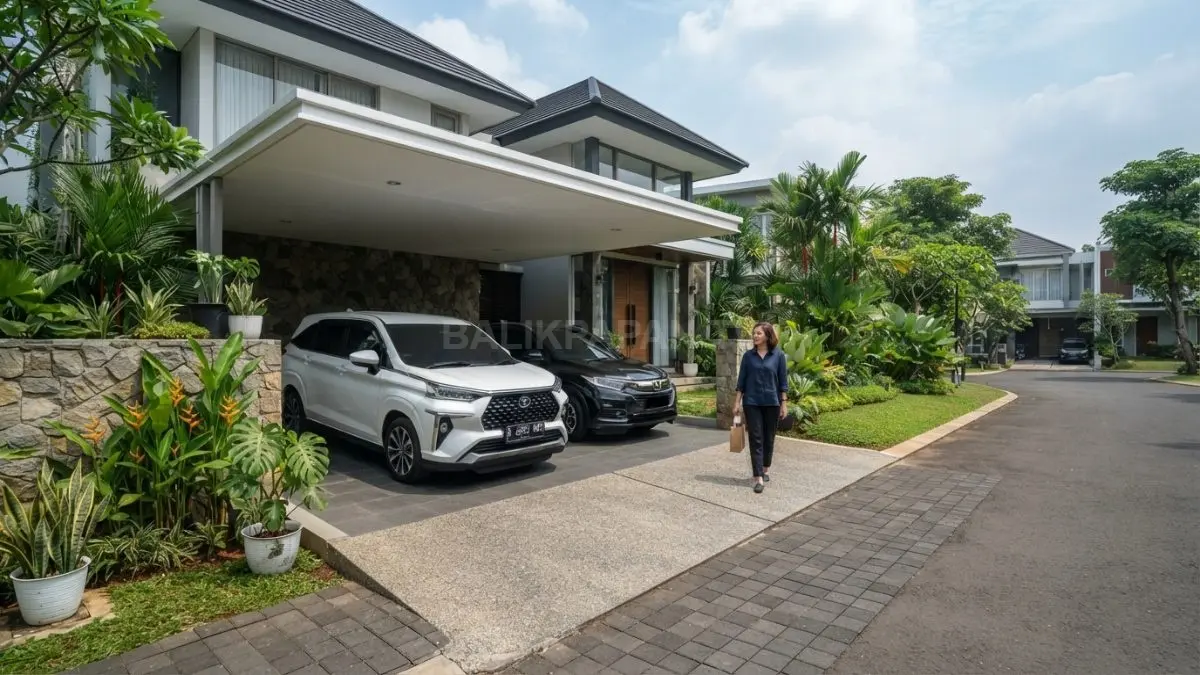 Area carport berpadu tanaman hijau menciptakan tampilan rumah lebih sejuk, alami, dan harmonis secara visual. (BTV/AI)