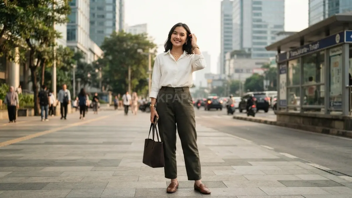 Atasan putih gading atau krem mudah dipadukan dengan warna earth tone untuk berbagai aktivitas (BTV/AI)