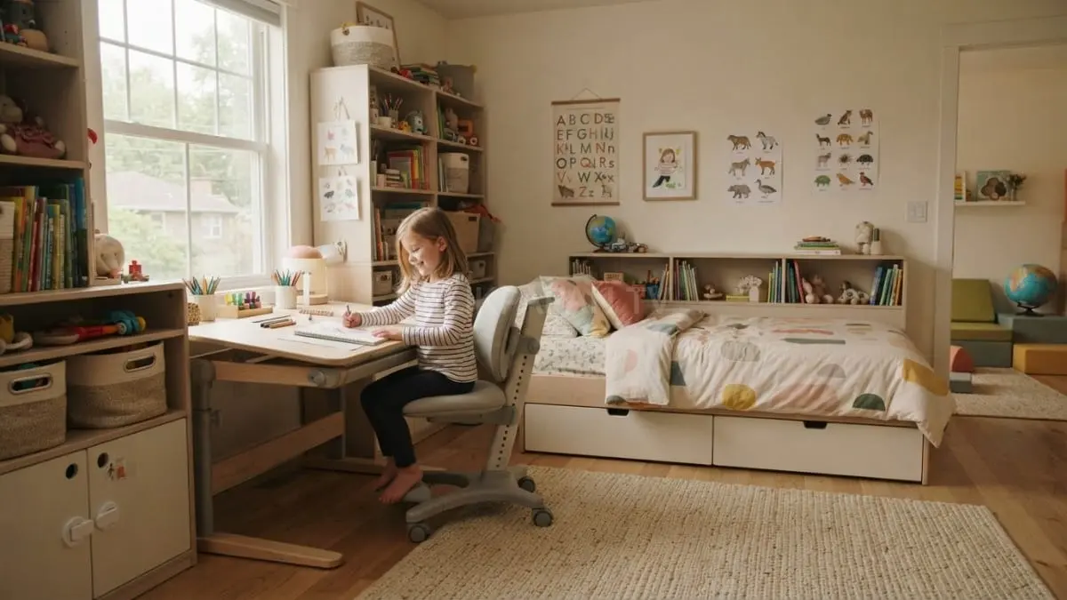 Dekorasi kamar anak aman, fleksibel mendukung kreativitas dan kenyamanan keluarga sepanjang masa pertumbuhan anak optimal. [BTV:AI]