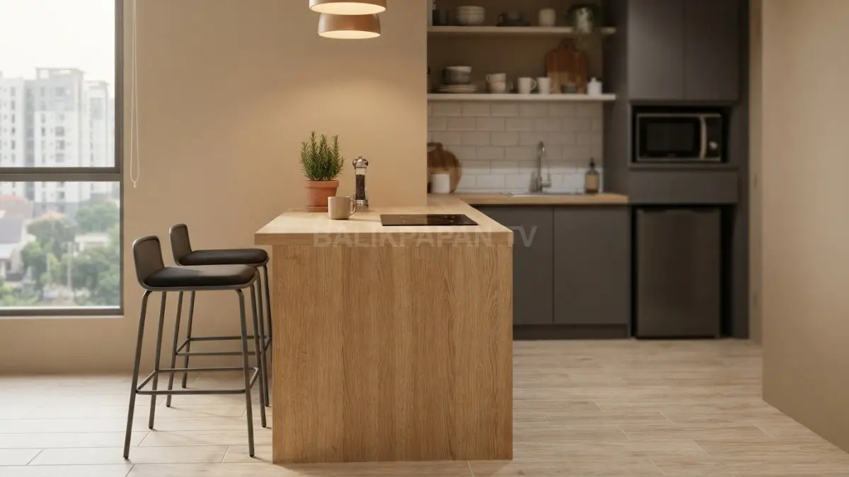 Desain minibar multifungsi membantu memaksimalkan ruang dapur kecil tanpa mengurangi kenyamanan aktivitas keluarga setiap hari (BTV/AI)