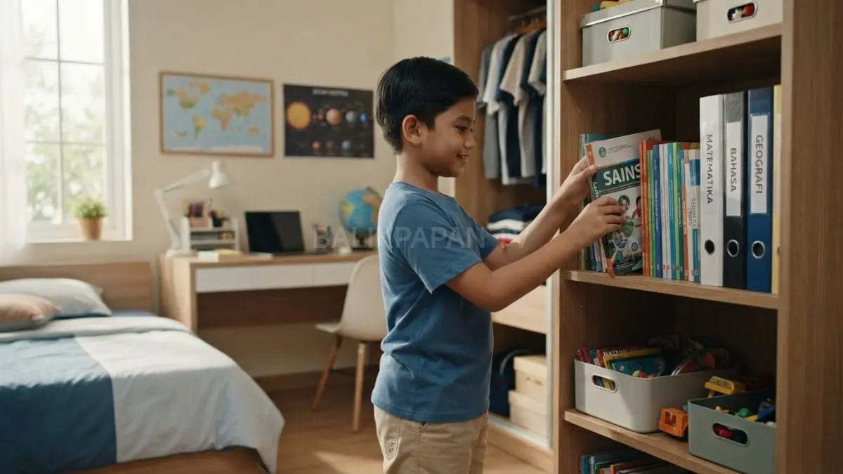 Kamar rapi membantu anak belajar mandiri disiplin melalui kebiasaan menyimpan barang pada tempatnya setiap hari [BTV:AI]