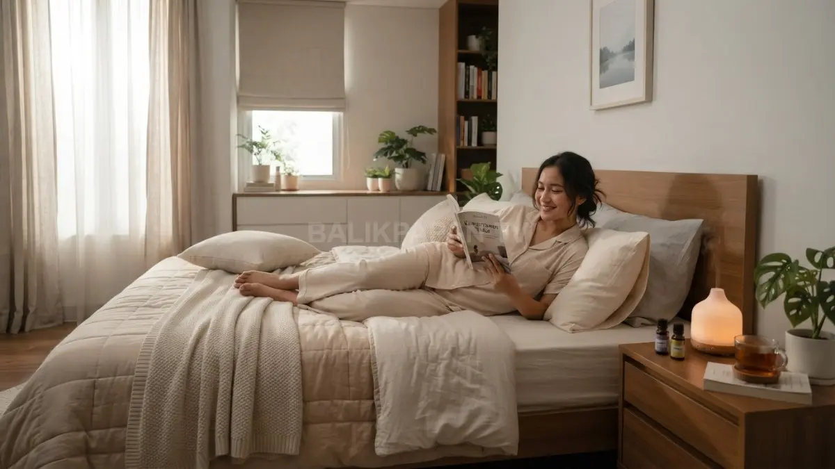 Kamar tidur bernuansa lembut dengan aroma lavender menghadirkan relaksasi maksimal untuk istirahat berkualitas setiap hari (BTV/AI)