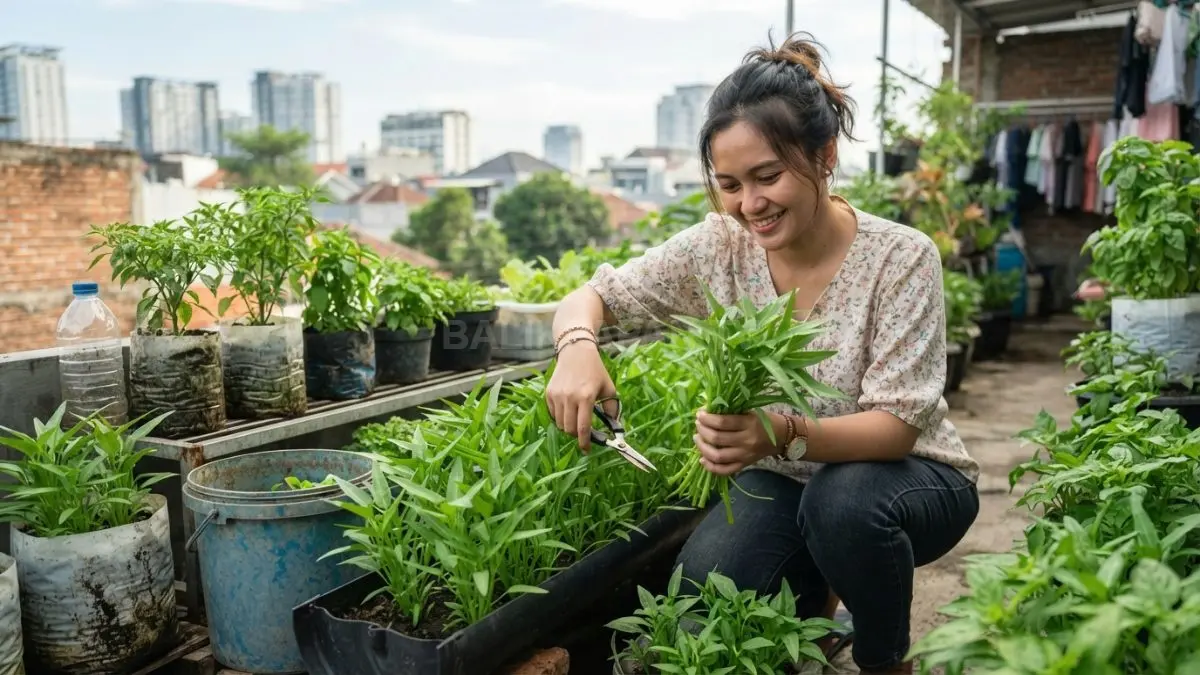 Kangkung siap dipanen dalam 25–30 hari menggunakan polybag, pot, atau ember bekas berdrainase baik produktif (BTV/AI)