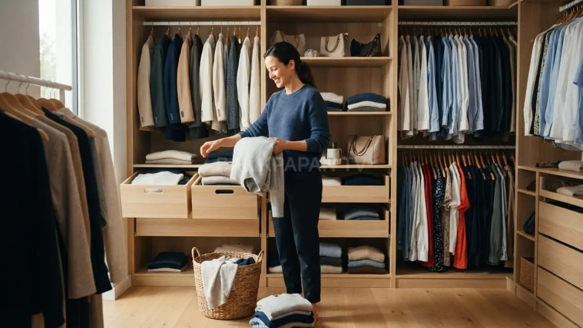 Menyortir pakaian berkala membuat lemari lebih lega, memudahkan memilih outfit sesuai kebutuhan setiap hari efektif [BTV:AI]