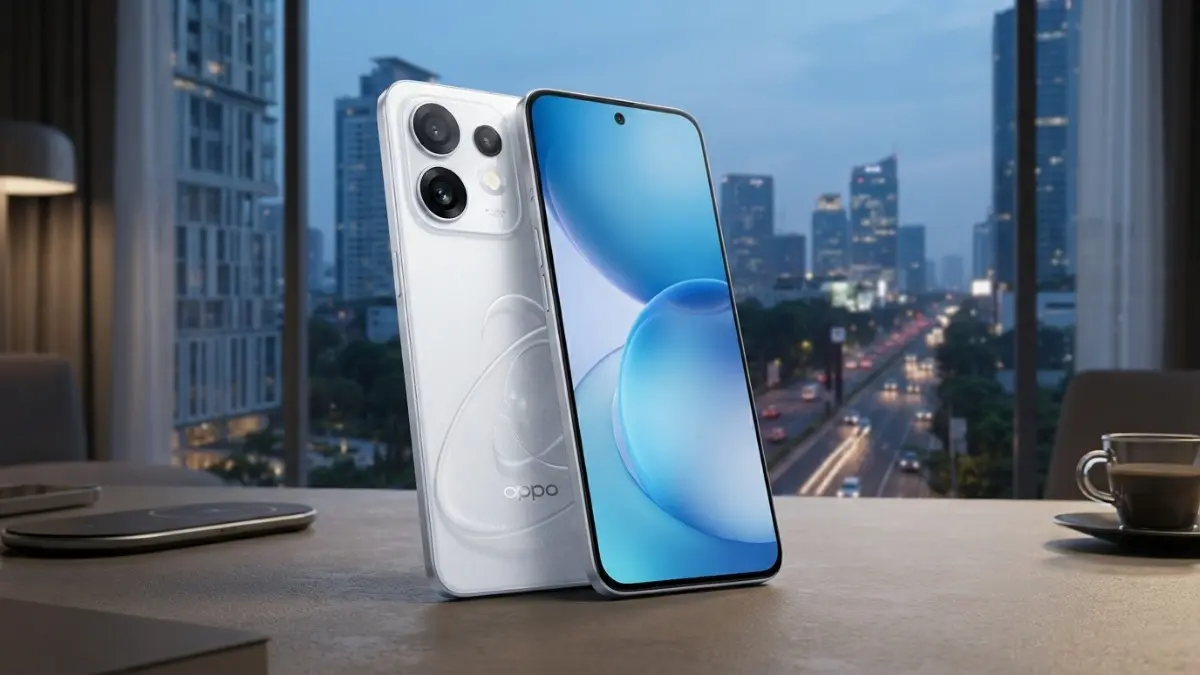 OPPO Reno 16 Pro 5G dengan desain ilusi optik 3D dan kamera 200 MP menjadi sorotan utama.(BTV/AI) 
