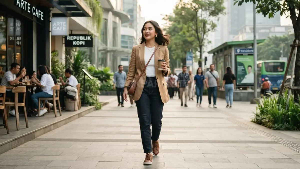 Outer berwarna camel atau olive memberi kesan rapi hangat untuk berbagai aktivitas sehari-hari bergaya modern (BTV/AI)