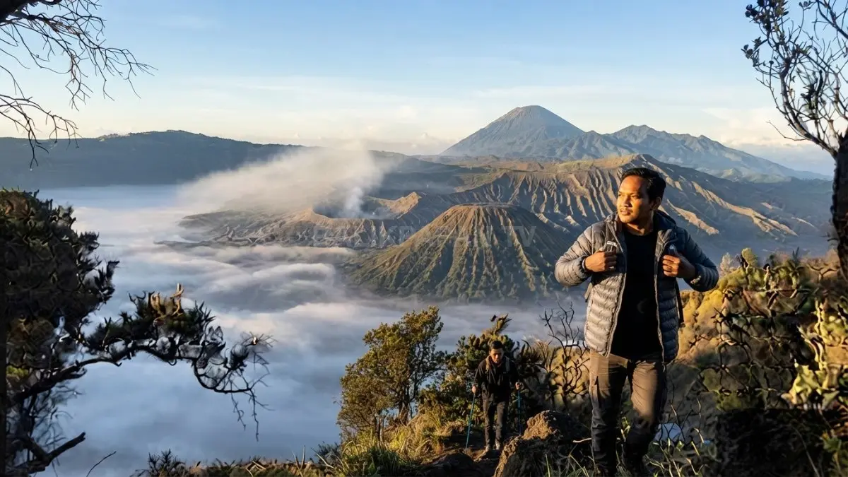 Panorama matahari terbit Gunung Bromo menyuguhkan lautan awan, keindahan alam, dan pengalaman wisata berkesan menakjubkan (BTV/AI)

