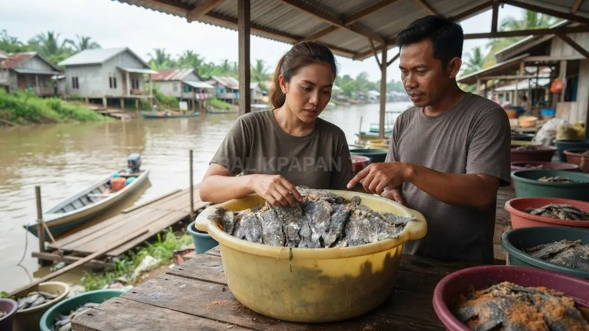 Masyarakat sungai Kalimantan memanfaatkan Wadi sebagai strategi penyimpanan pangan tradisional. (BTV/AI)