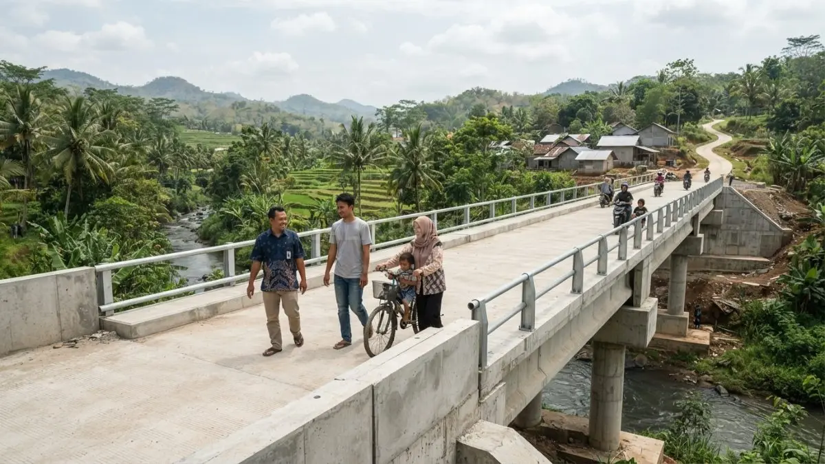 Jembatan beton pracetak menghadirkan konstruksi kokoh, efisien, aman, dan berkualitas untuk desa terpencil berkelanjutan (BTV/AI)
