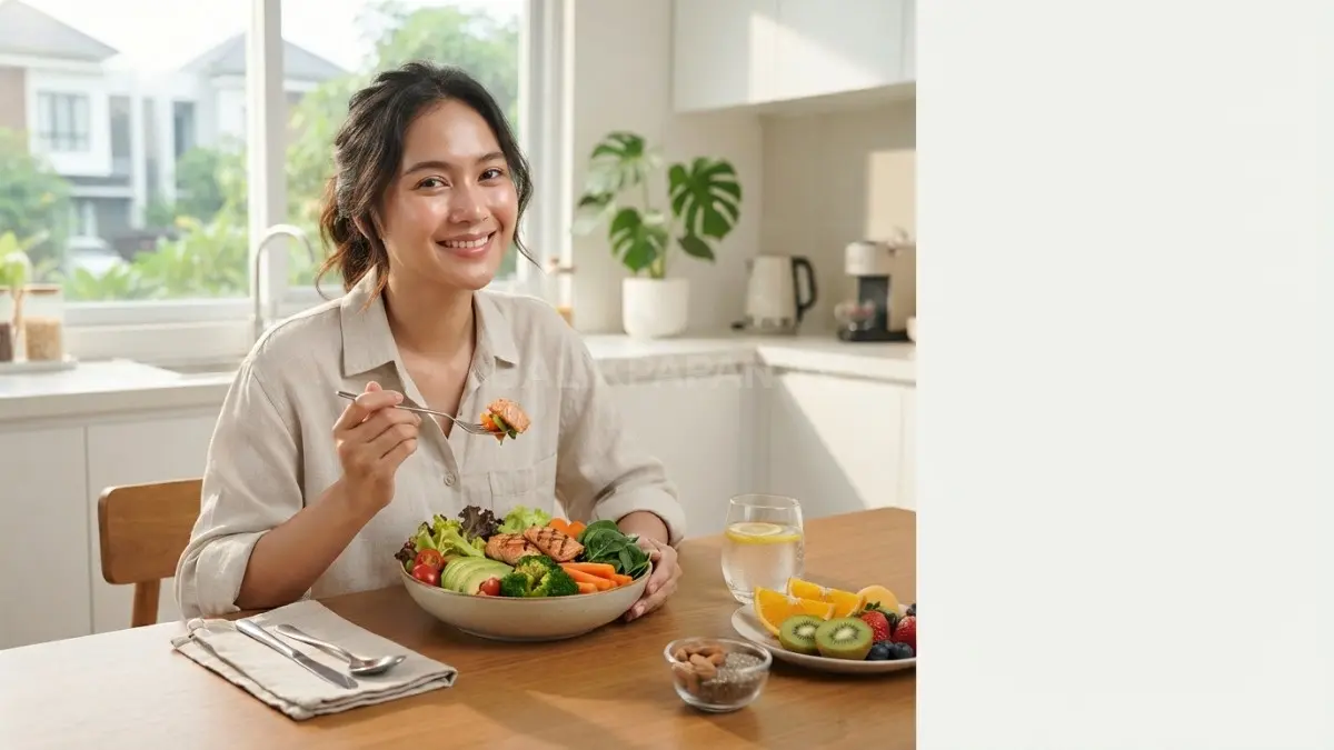 Kulit sehat tidak hanya bergantung pada skincare, tetapi juga pola makan yang seimbang setiap hari bersama. (BTV/AI)