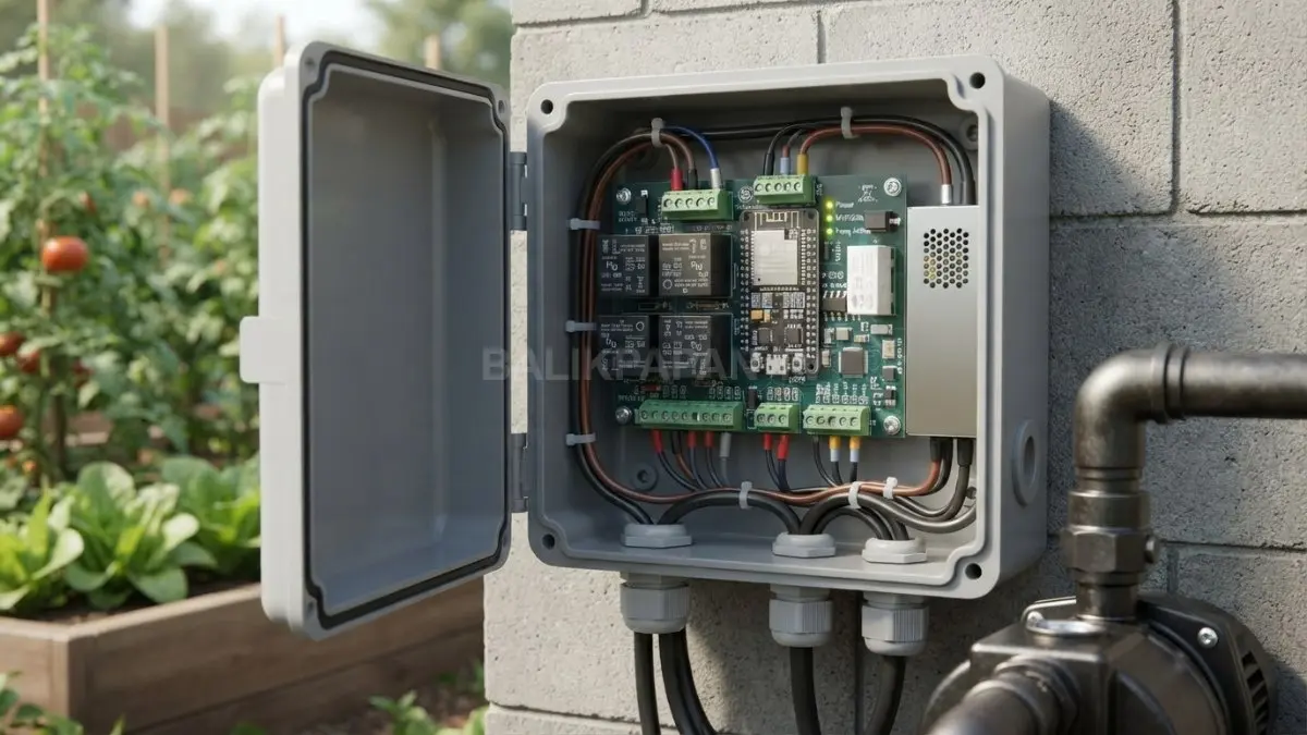 Modul mikrokontroler Wi-Fi pengendali pompa air utama yang hemat daya dan tahan cuaca ekstrem. (BTV/Ai)
