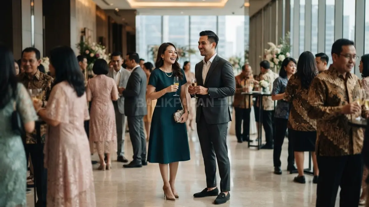 Outfit kondangan memadukan dress polos, kebaya modern, batik kontemporer, aksesori sederhana untuk penampilan elegan harmonis (BTV/AI)
