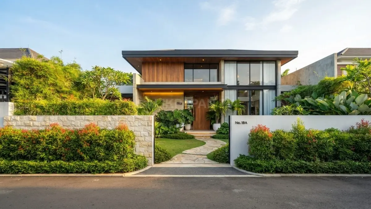 Pagar rumah menjadi elemen penting yang memadukan fungsi keamanan dengan nilai estetika hunian modern bersama. (BTV/AI)