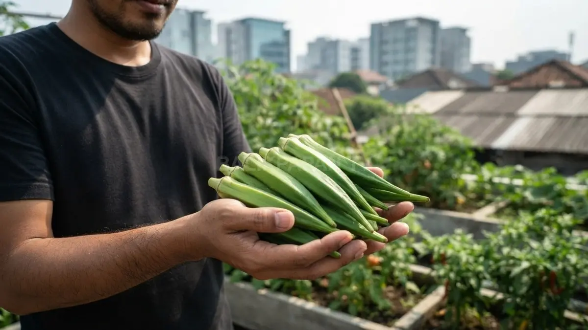 Panen okra saat masih muda membantu menjaga tekstur tetap empuk dan kualitas buah lebih baik bersama. (BTV/AI)