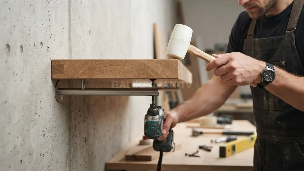 Pemasangan sistem modular menggunakan palu karet dan sekrup tersembunyi menjamin kekuatan papan kayu. (BTV/Ai)