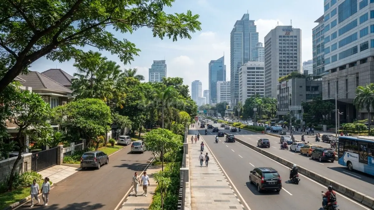 Perbandingan kawasan kota yang dipenuhi pepohonan dengan area beton menunjukkan perbedaan suhu yang signifikan. (BTV/AI)