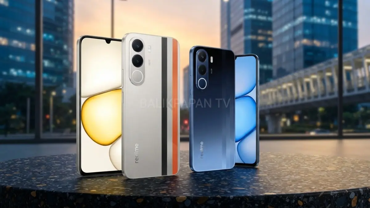 Tampilan kamera serta desain bodi realme P4x dengan fitur perlindungan Armor Shell Protection. (BTV/AI) 