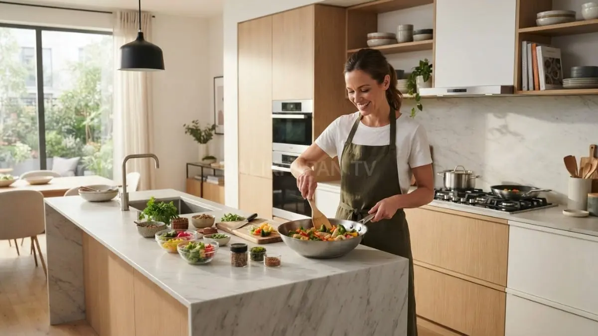 Tata letak dapur minimalis membantu aktivitas memasak menjadi efisien dengan ruang yang tetap nyaman digunakan [BTV:AI]