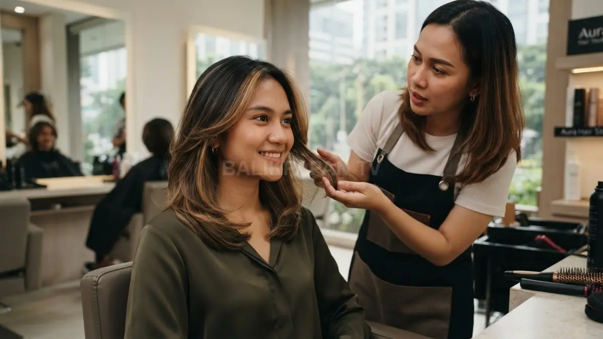 Dimensional highlight memperhalus garis rahang wajah kotak melalui gradasi warna dan layer bertekstur alami elegan (BTV/AI)
