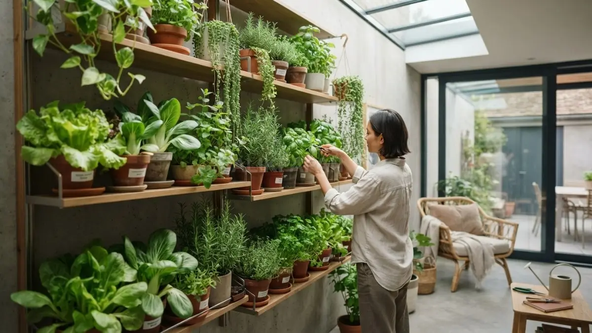 Greenhouse vertikal memaksimalkan ruang sempit dengan rak bertingkat untuk tanaman produktif dan hias nyaman (BTV/AI)
