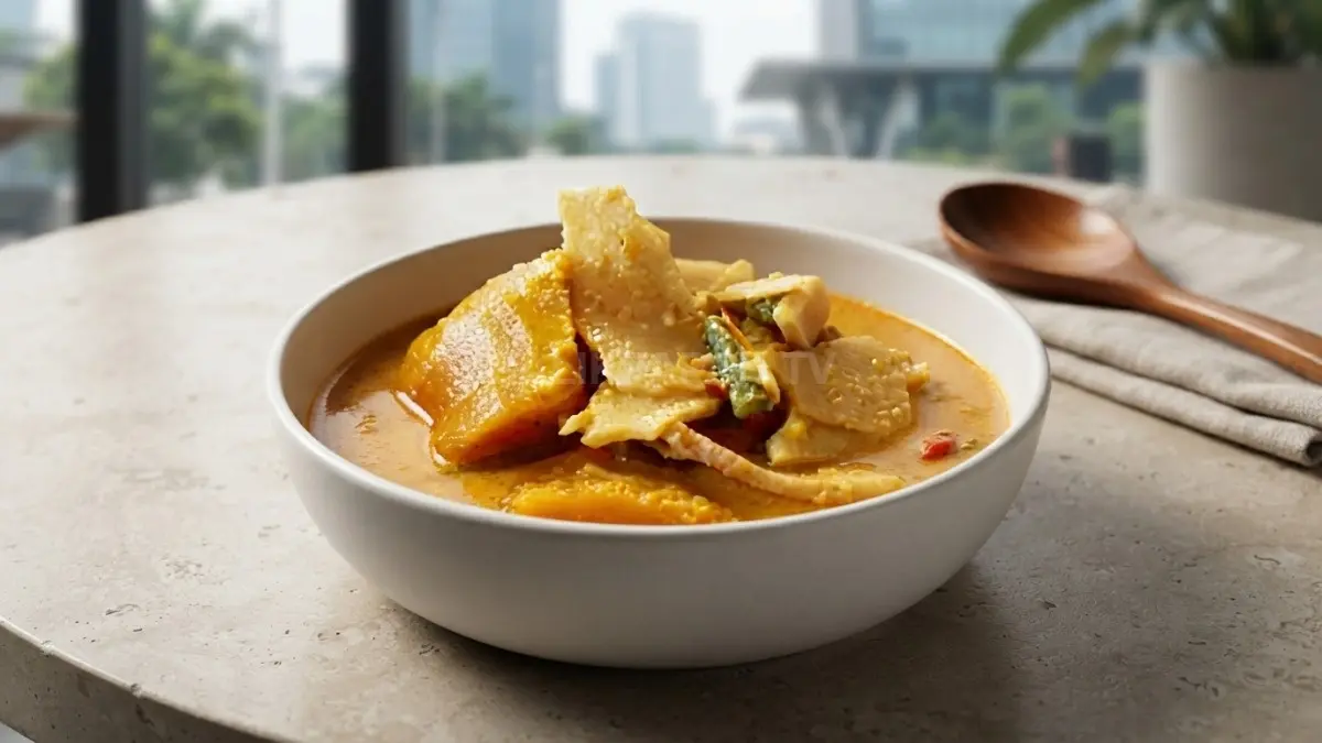 Hidangan gangan humbut kelapa melestarikan warisan kuliner Banjar yang sarat makna kebersamaan hingga kini bersama. (BTV/AI)