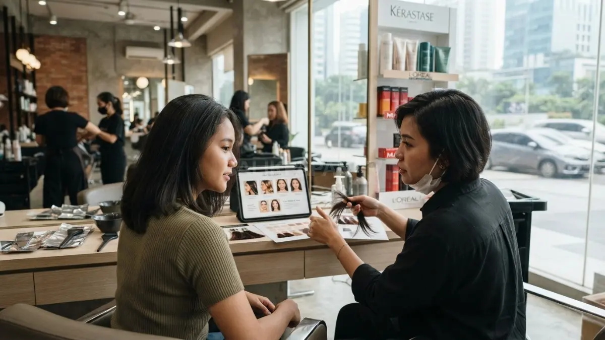 Highlight rambut disesuaikan warna kulit, bentuk wajah, dan kondisi rambut untuk hasil alami serta sehat maksimal (BTV/AI)

