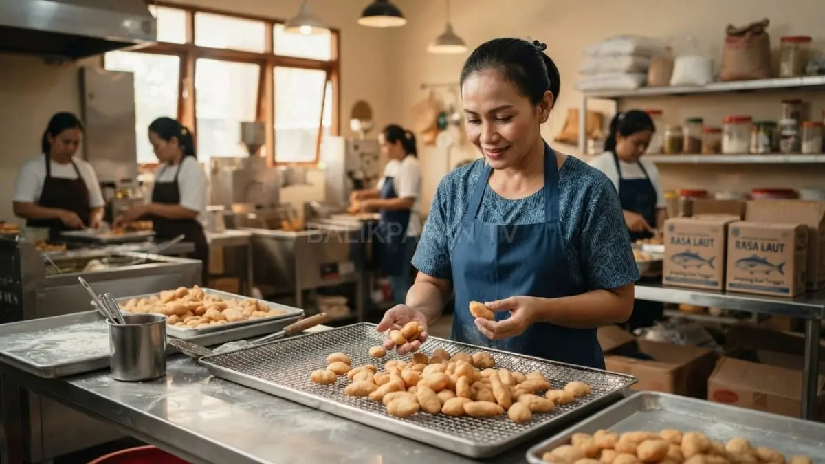 Pelaku UMKM amplang menjaga kualitas produksi menghadapi fluktuasi harga ikan dan persaingan pasar semakin ketat. [BTV:AI]