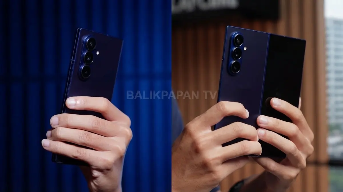 Samsung Galaxy Z Fold 7 menampilkan desain lipat premium dengan performa tangguh untuk aktivitas harian dan gaming. (BTV/AI)
